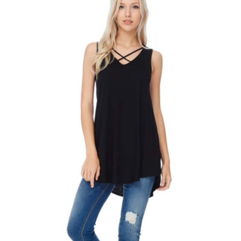 Black Sleeveless tunic Top